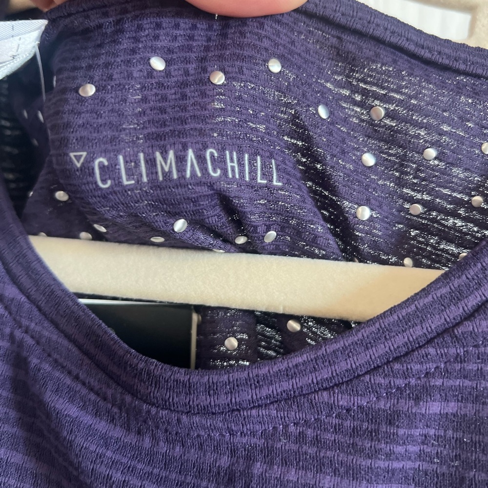Adidas Chill Tank Purple Tank Scoop Neck Athletic Fit Sleeveless Stretch Size L - Picture 8 of 11
